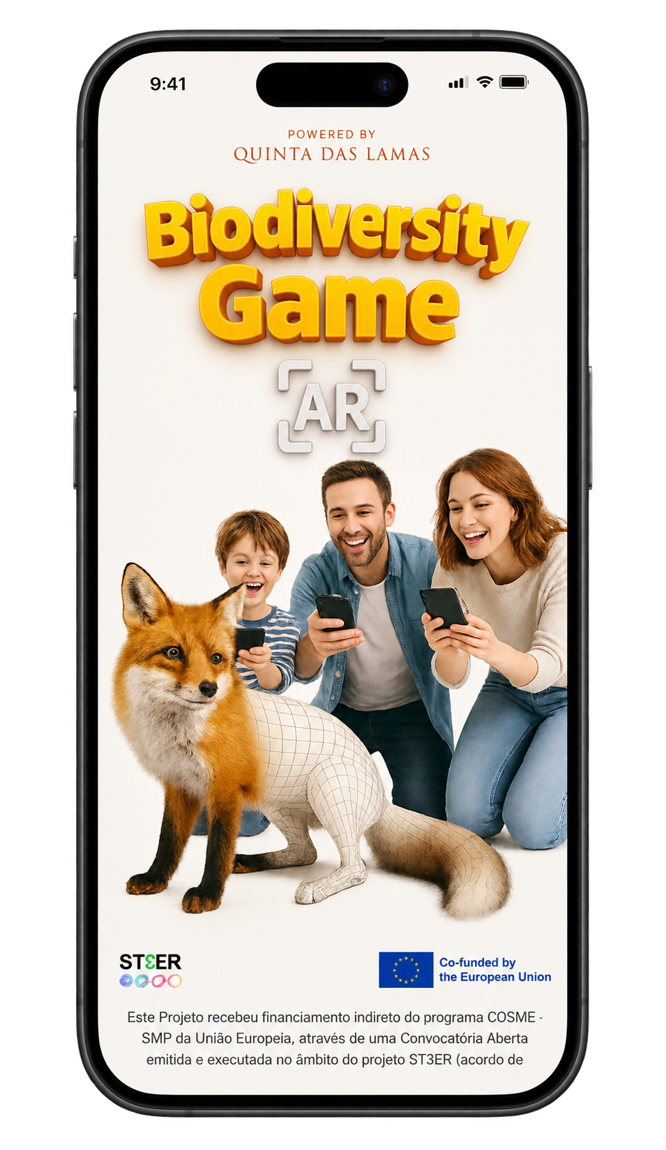 Ecrã de apresentação do Biodiversity Game AR