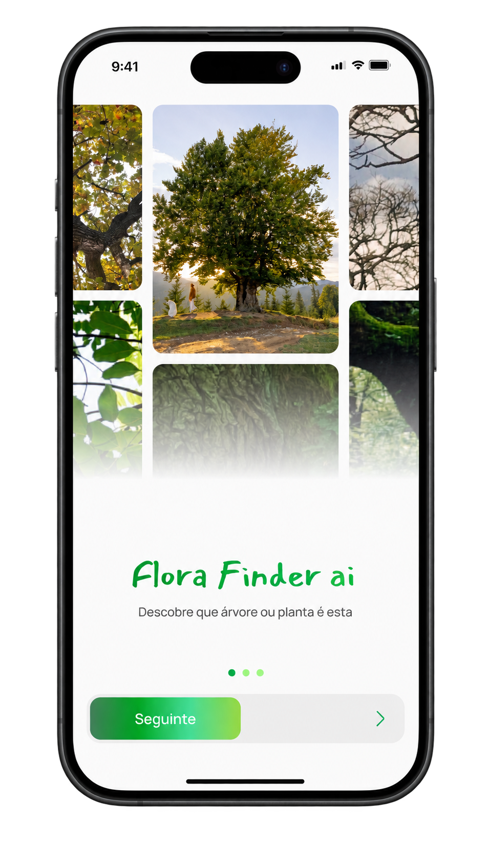 Ecrã de apresentação da aplicação Flora Finder AI